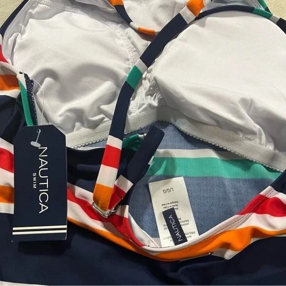 Nautica Striped Tankini Top, Size Large - Picture 9 of 9